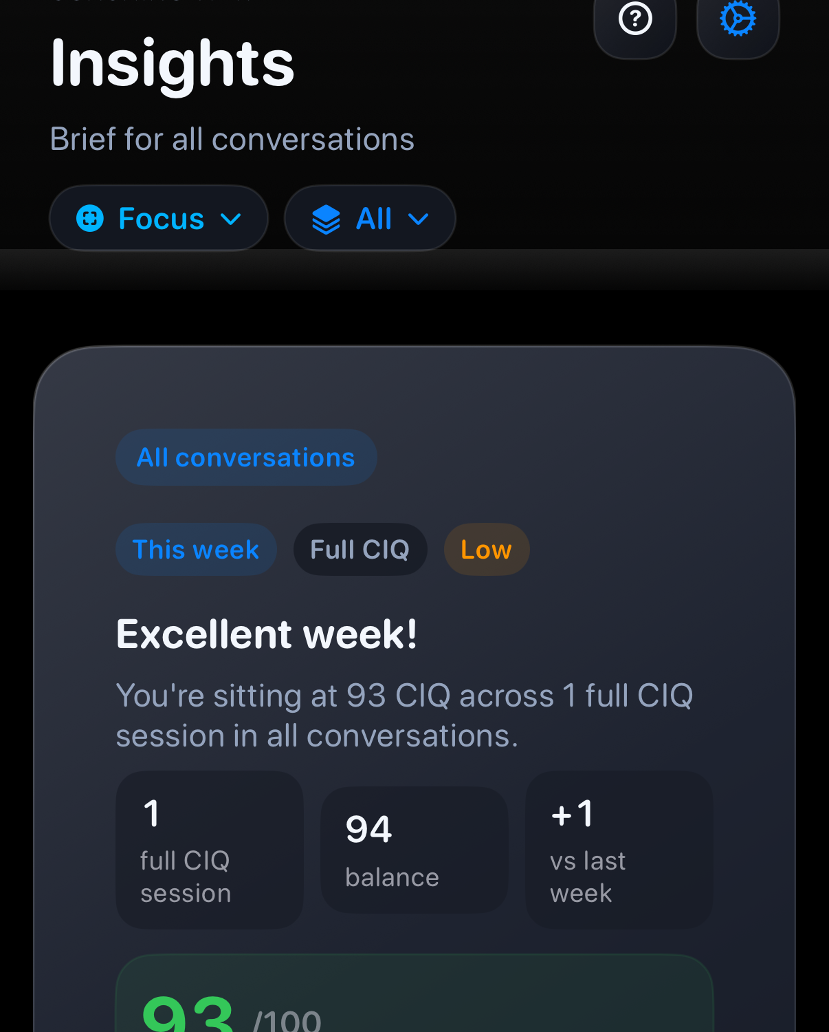 Insights crop showing weekly score and progress